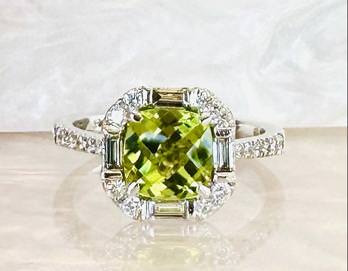 14k White Gold Peridot and Diamond Ring 14k White Gold Peridot and Diamond Ring
