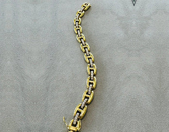 Puffed Mariner Link Diamond Bracelet