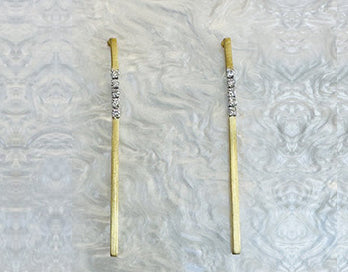 14k Yellow Gold Diamond Bar Earrings by Meira T Design