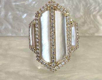 18k Doves By Doron Paloma Pearl and Diamond Ring