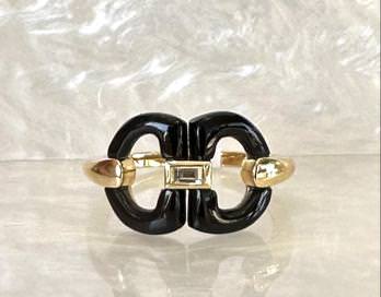 18K Doves by Doron Paloma Onyx and Diamond Ring