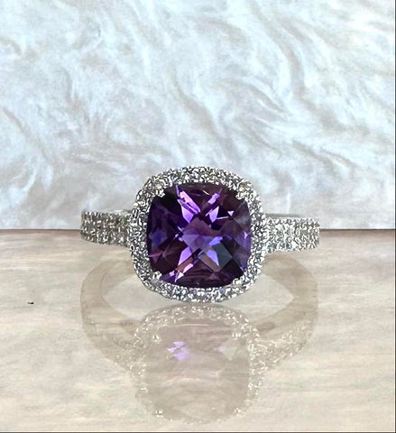 14k White Gold Amethyst Ring