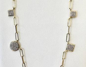 Meira T Paperclip Necklace with Diamond Dangles