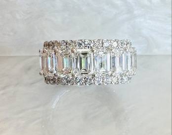 18k Emerald cut and Round Brilliant Eternity Band