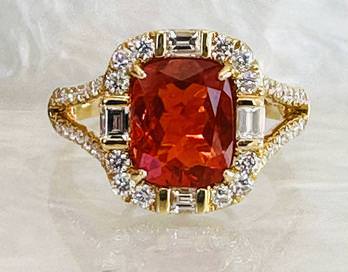 18k Red Opal with Diamonds