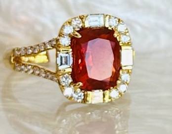 18k Red Opal with Diamonds