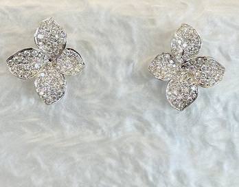 18k Pave Diamond Petal Earrings