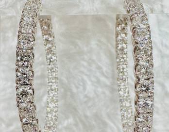 18k Inside Outside Diamond Hoops