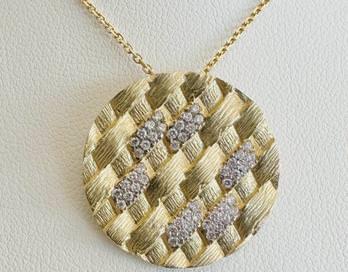 14k Diamond Disc Pendant