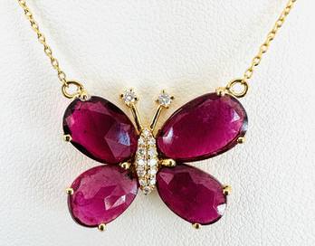 18k Tourmaline and Diamond Butterfly Necklace