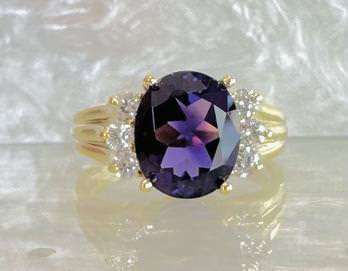 18K Amethyst and Diamond Ring