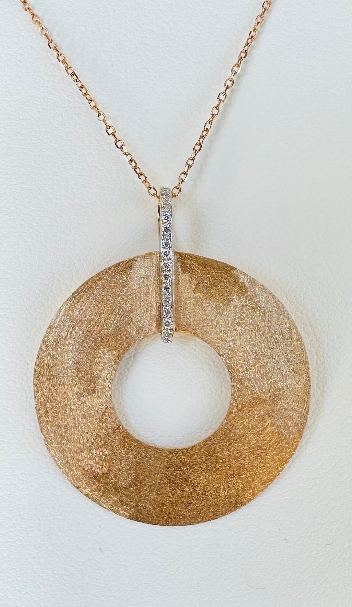 14k Rose Gold Circular Disk Pendant