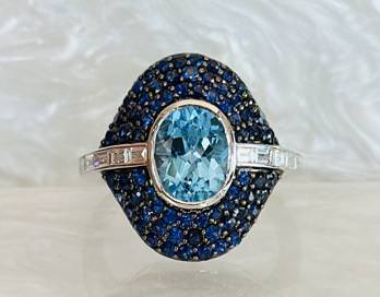 14k white gold Blue Topaz Ring