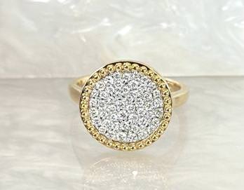 18k Pave Ring with Bead Trim