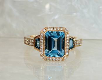 14k Blue Topaz and Diamond Ring